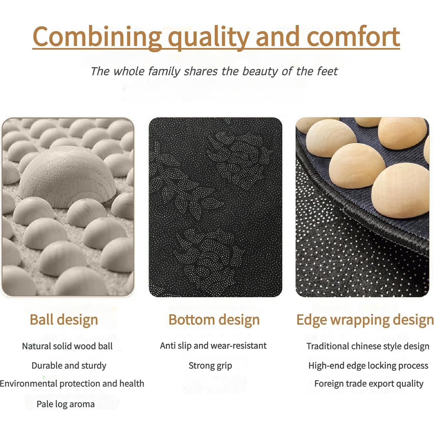 Alfombrilla de Masaje para Pies LIYAOLI 50x50cm Madera Natural