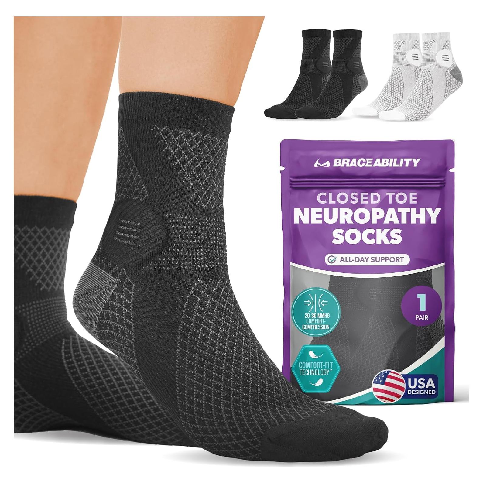 Calcetines Diabéticos de Punta Cerrada BraceAbility - Alivio Neuropatía