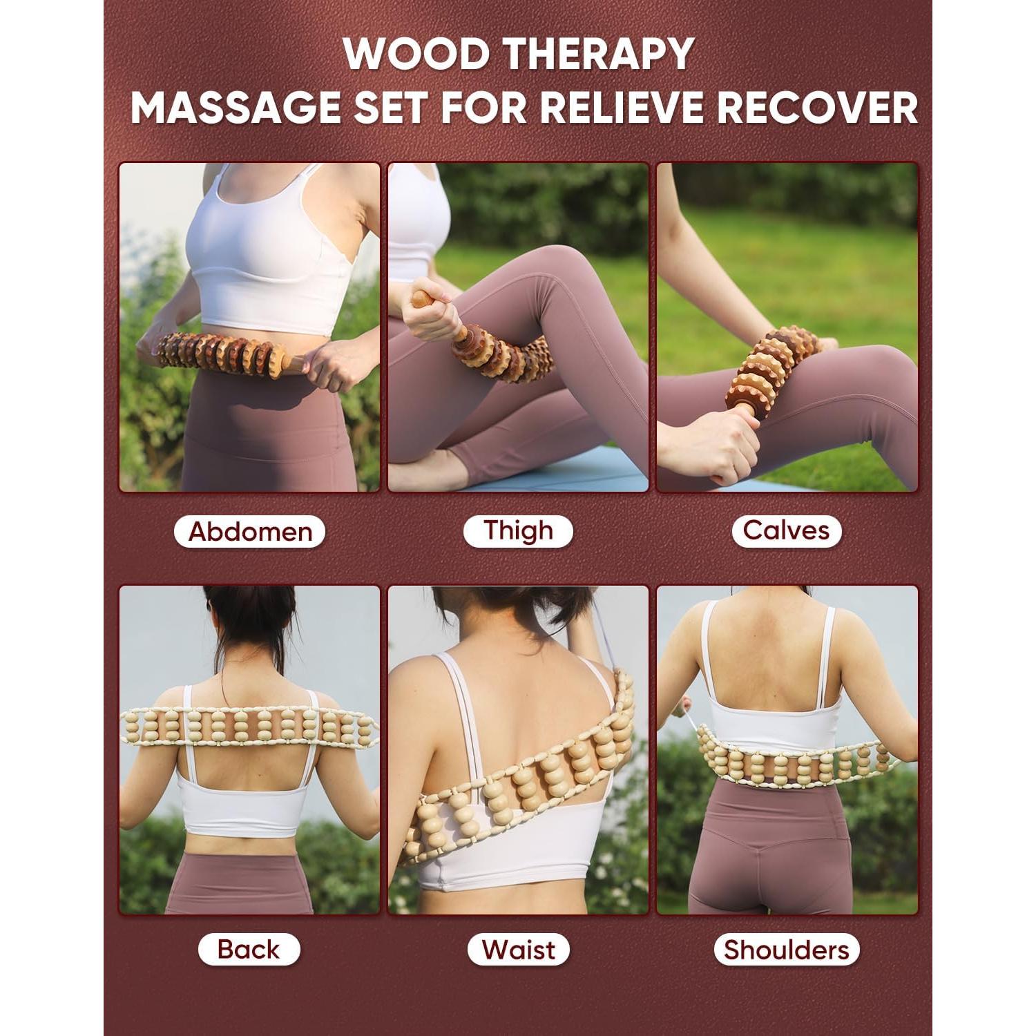 Kit de Masaje de Madera ONUEMP 2 Piezas para Drenaje Linfático