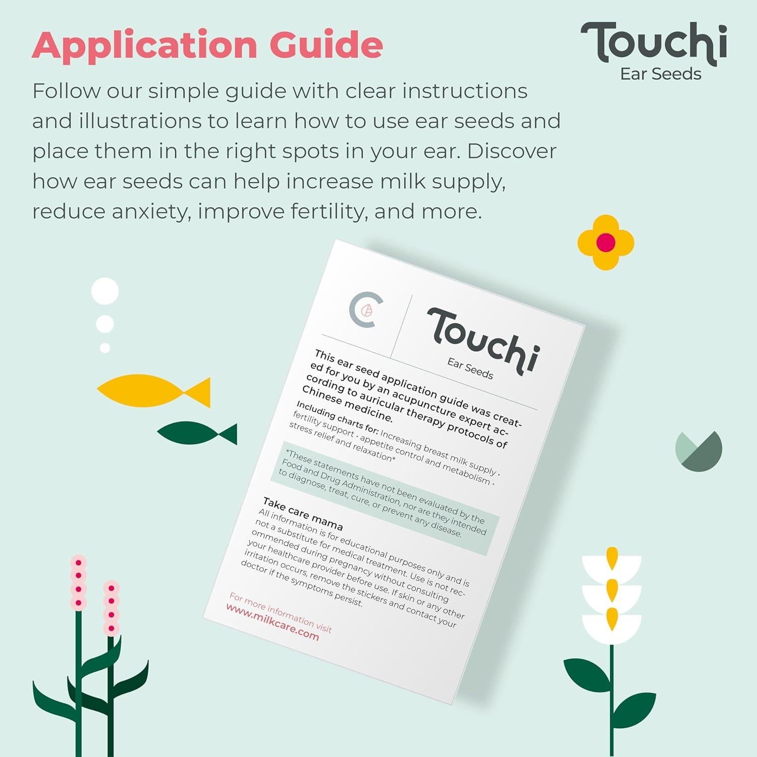 Touchi MilkCare - Semillas de Acupresión para Lactancia, 120 Pzas