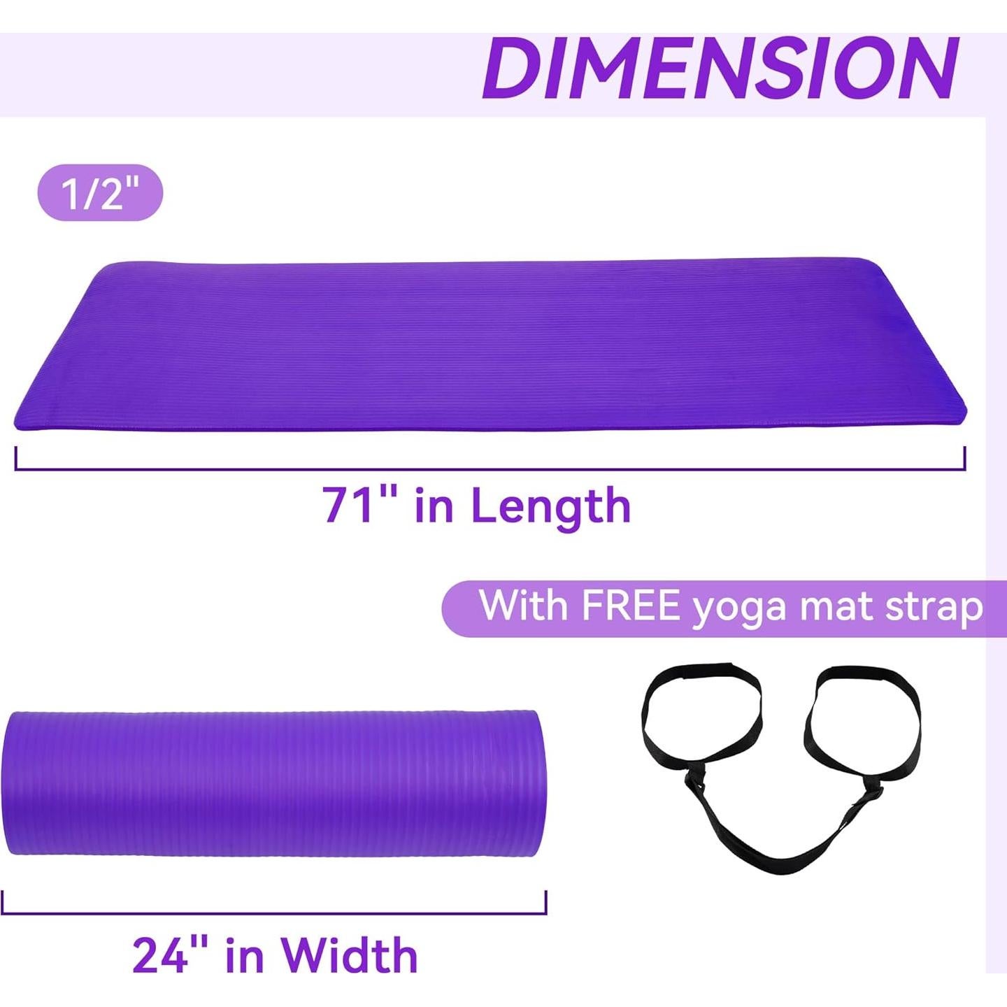 Estera de Yoga Fitvids 180x61cm Antideslizante 1.2cm Gruesa