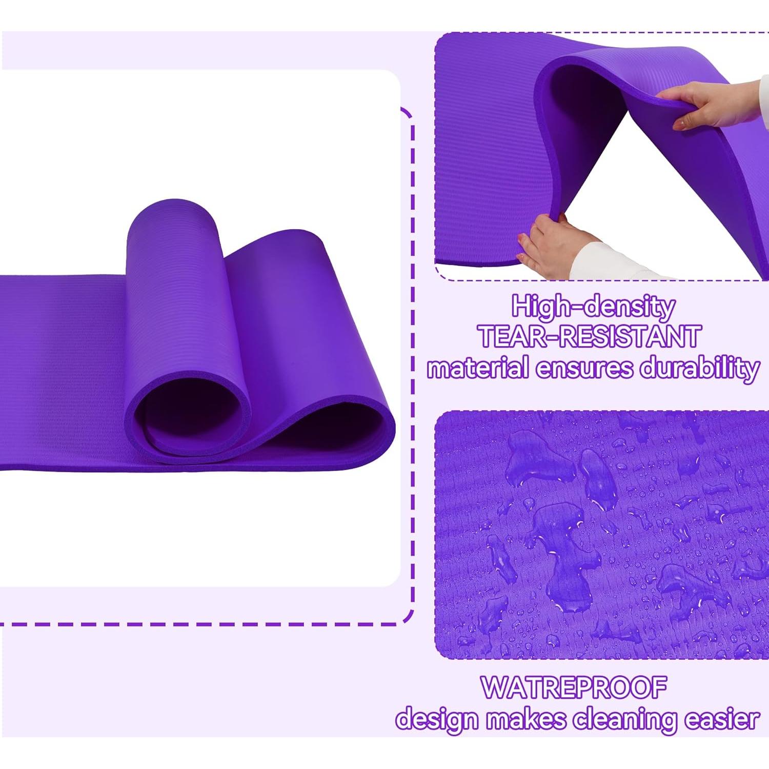 Estera de Yoga Fitvids 180x61cm Antideslizante 1.2cm Gruesa