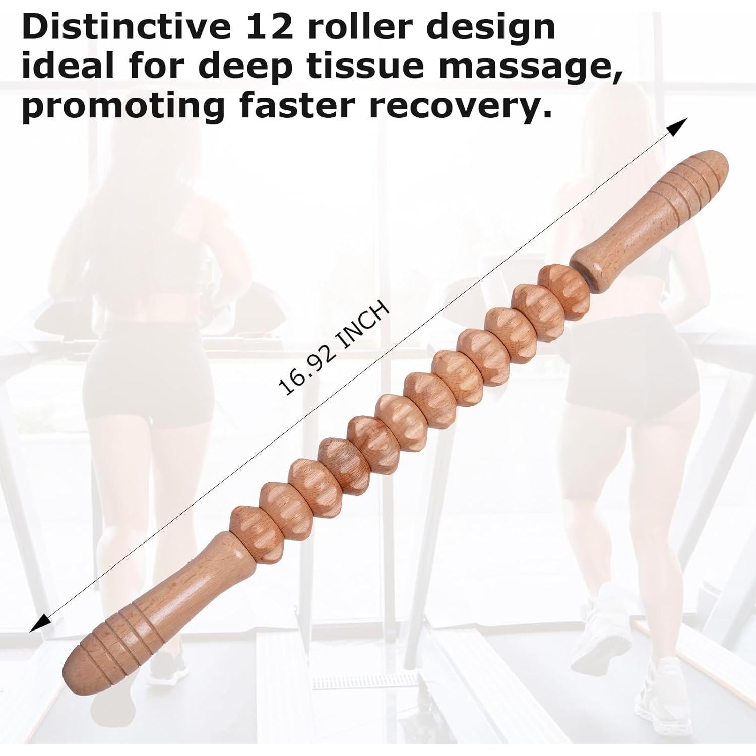 Rodillo de Masaje Muscular de Madera DAOZWUBGIH 43 cm