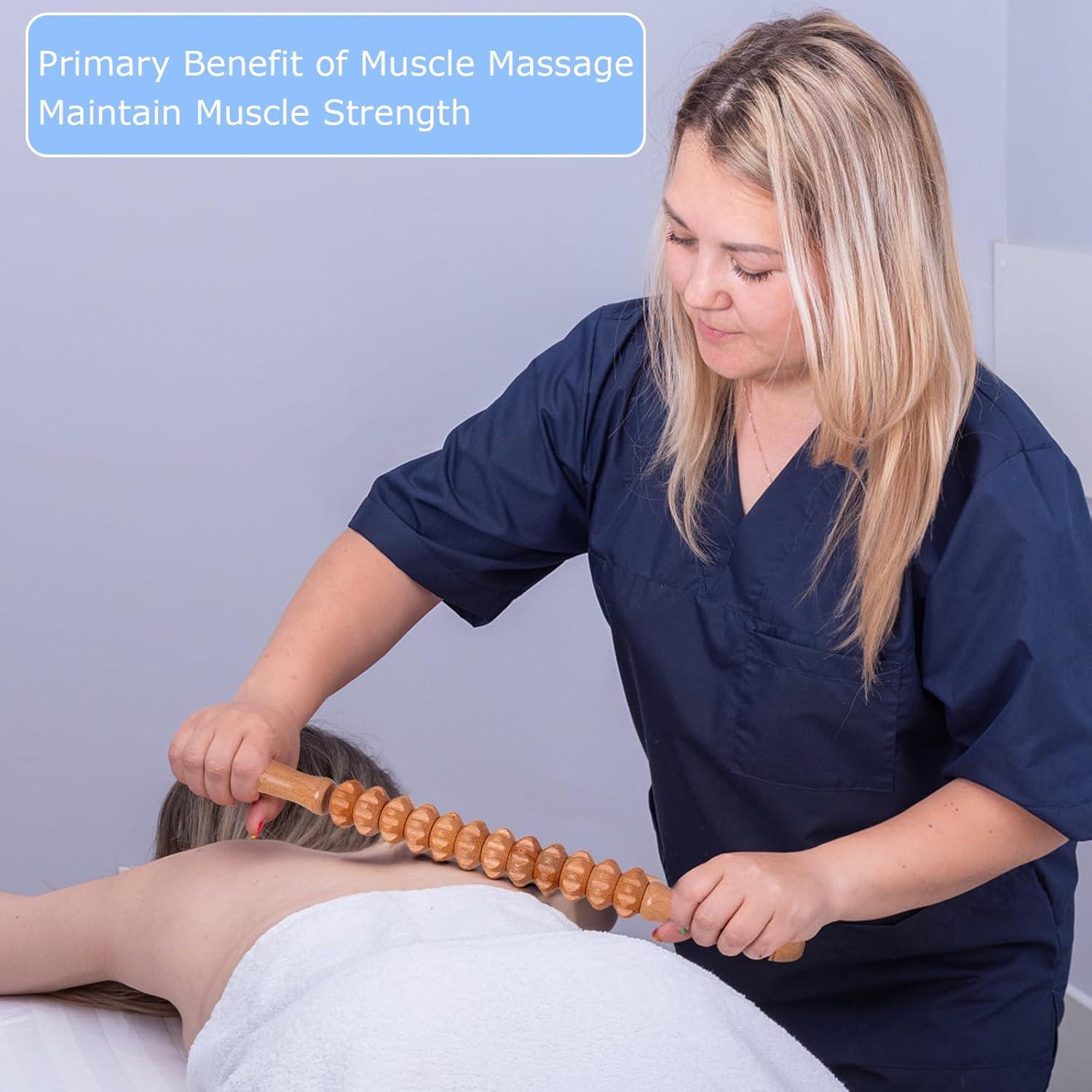 Rodillo de Masaje Muscular de Madera DAOZWUBGIH 43 cm