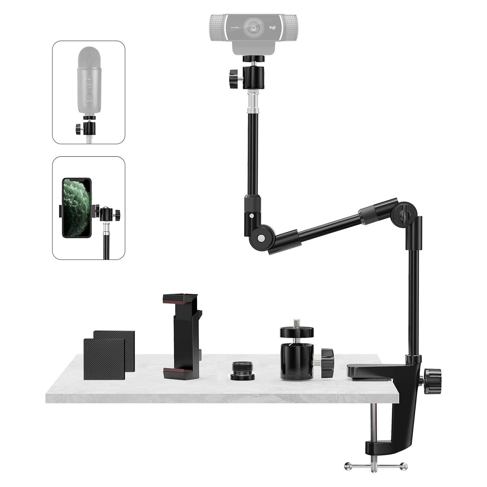 Soporte de Webcam KDD Ajustable con Soporte para Teléfono