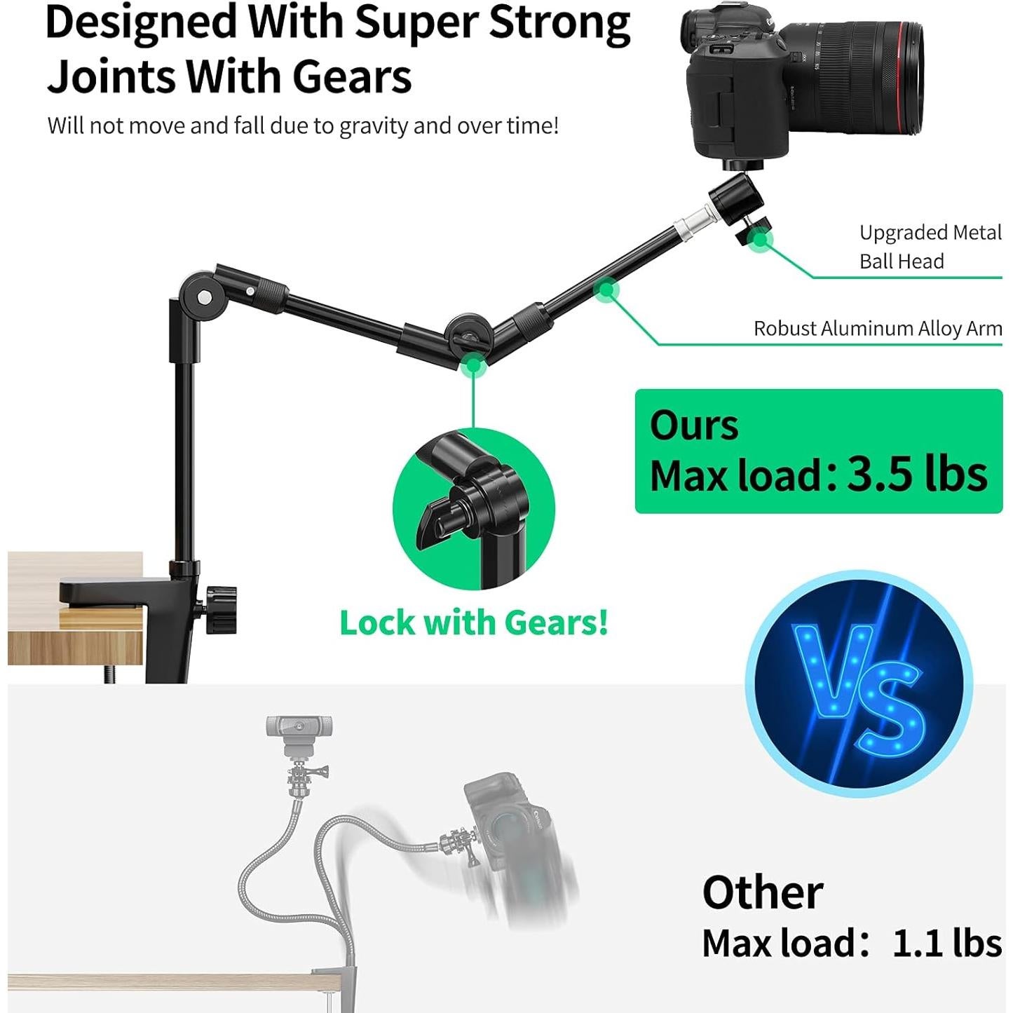 Soporte de Webcam KDD Ajustable con Soporte para Teléfono