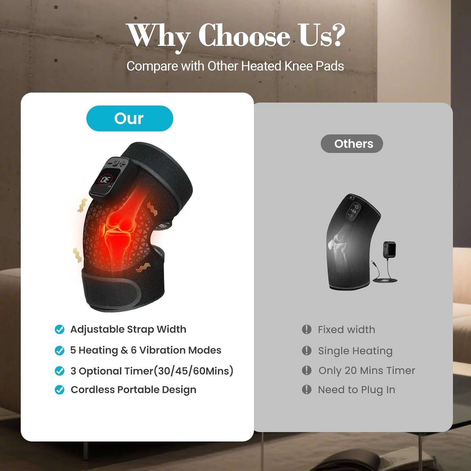 Masajeador de Rodilla CuPiLo 5557 con Calor y Vibración