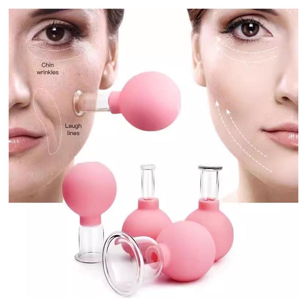 Juego de Ventosas Faciales Luzly - 4 Piezas Rosa Antienvejecimiento