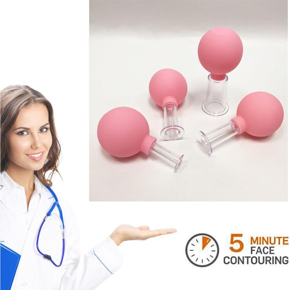 Juego de Ventosas Faciales Luzly - 4 Piezas Rosa Antienvejecimiento