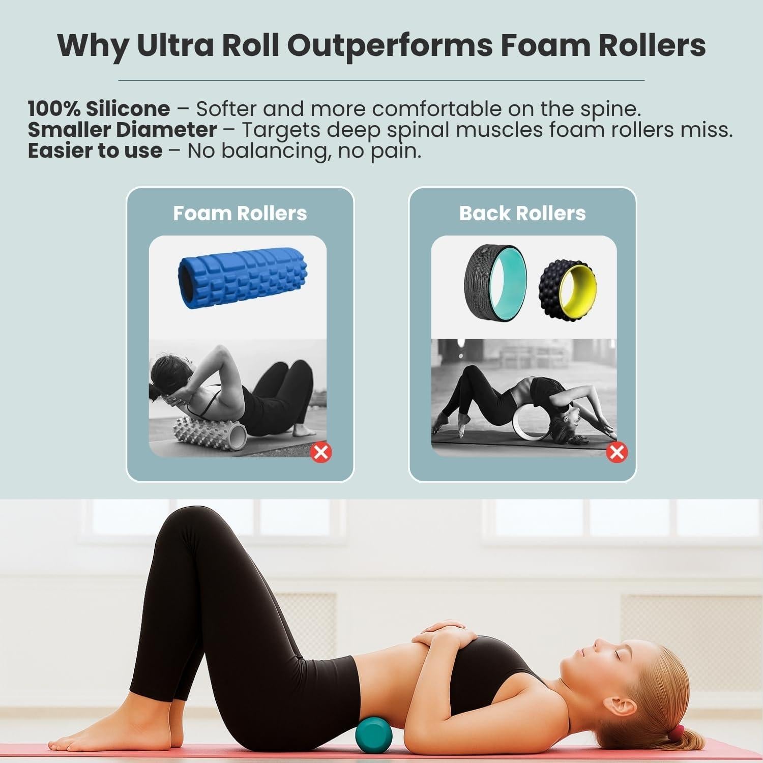 Rodillo de Espuma Rescate de Espalda UR101 - Silicona 100% para Masaje Profundo