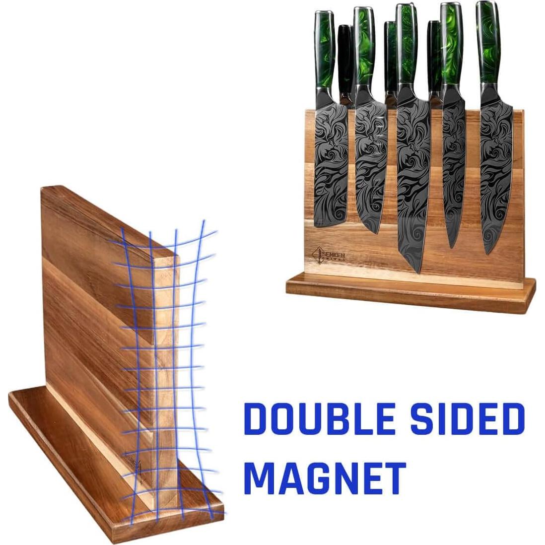 Bloque Magnético para Cuchillos Senken de Madera de Acacia