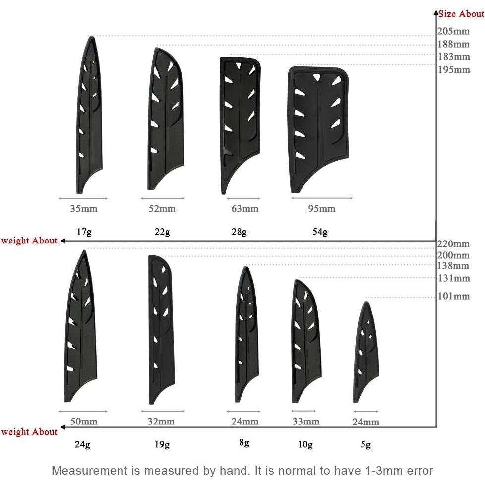 Juego de 9 Fundas para Cuchillos XYJ de Plástico ABS Negro