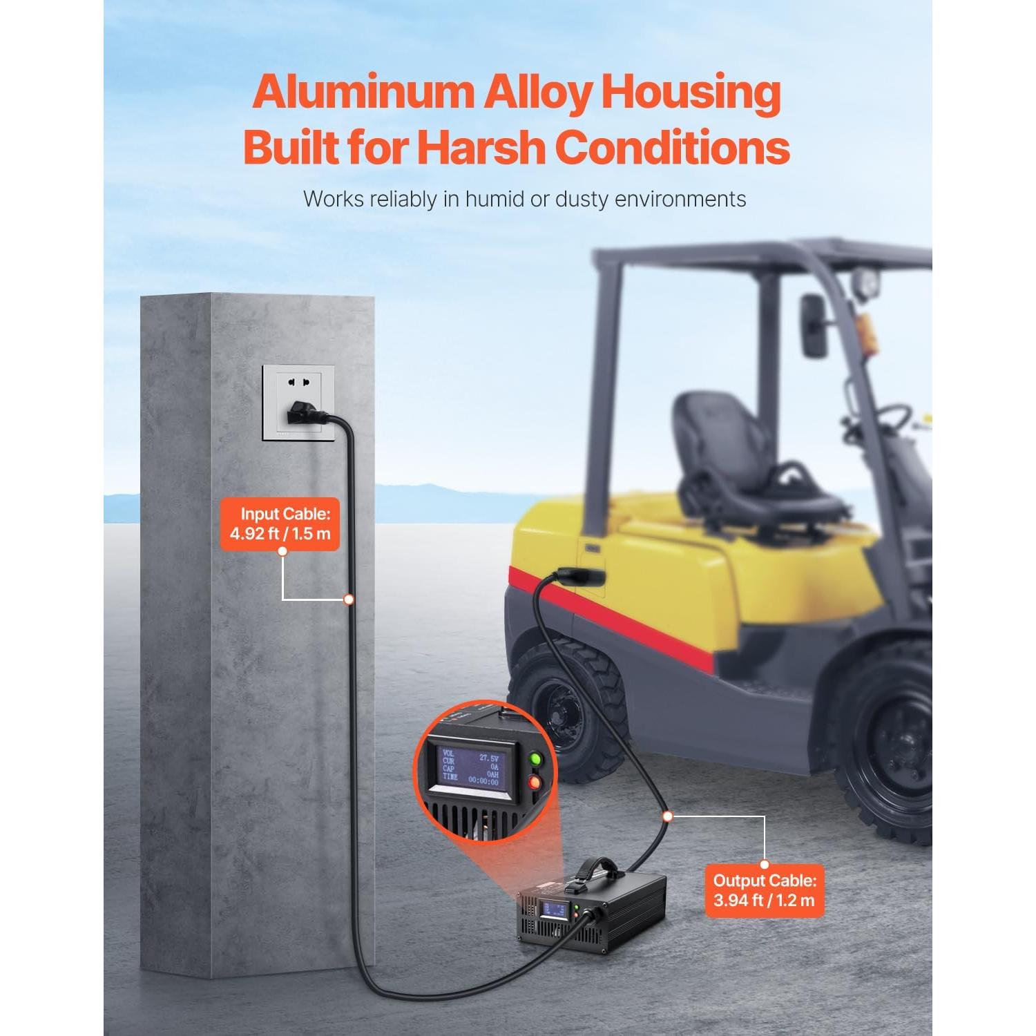 Cargador de Batería VEVOR 24V 30A Automático con Pantalla OLED