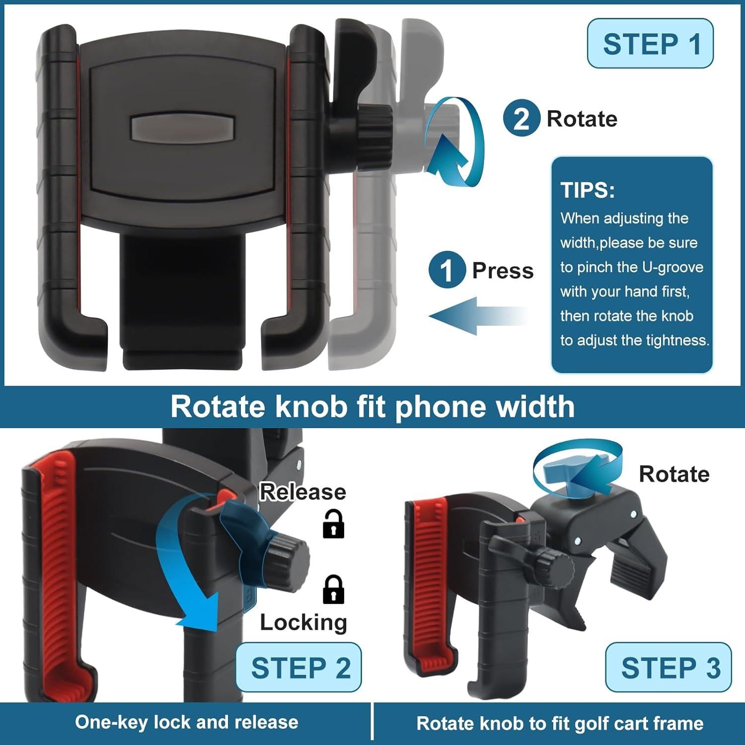 Soporte para Teléfono de Carrito de Golf AFNCX Universal 360°