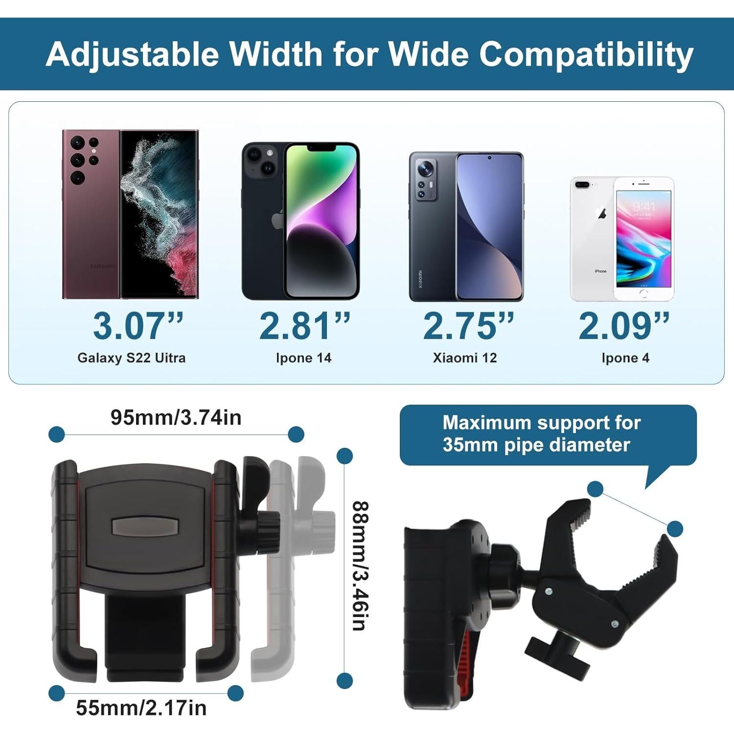 Soporte para Teléfono de Carrito de Golf AFNCX Universal 360°