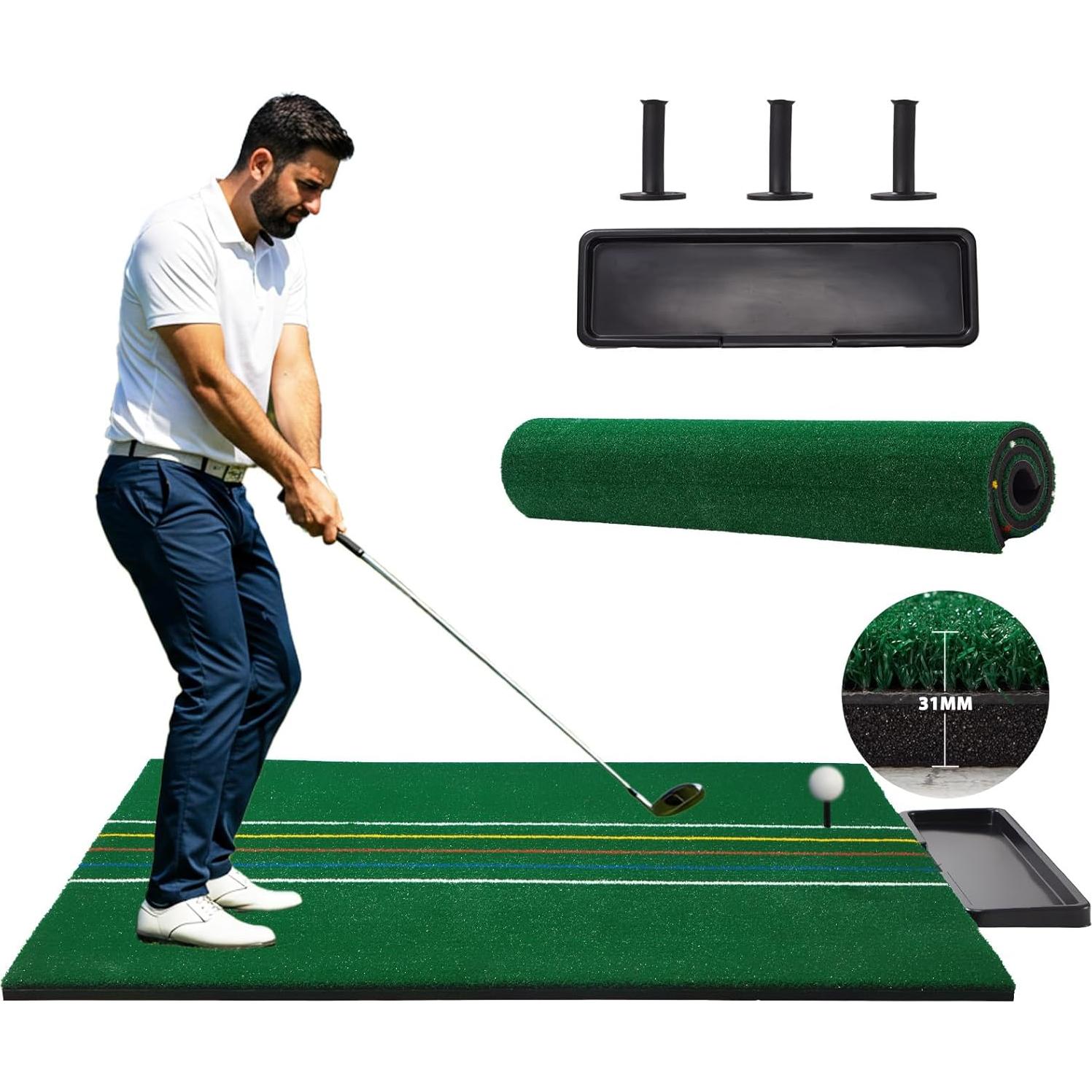 Alfombrilla de Golf JFHID 5x4FT Profesional con Tees y Bandeja