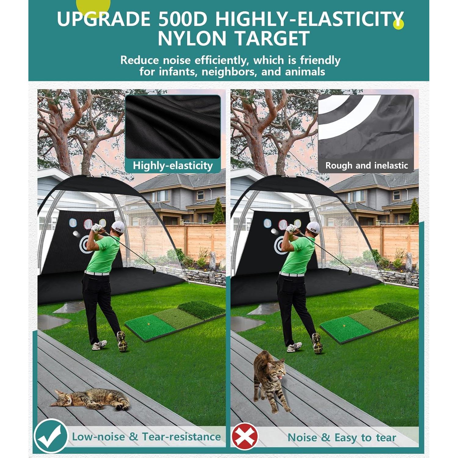 Red de Práctica de Golf KOPUWS 10x2.13m con Alfombrilla 3 en 1