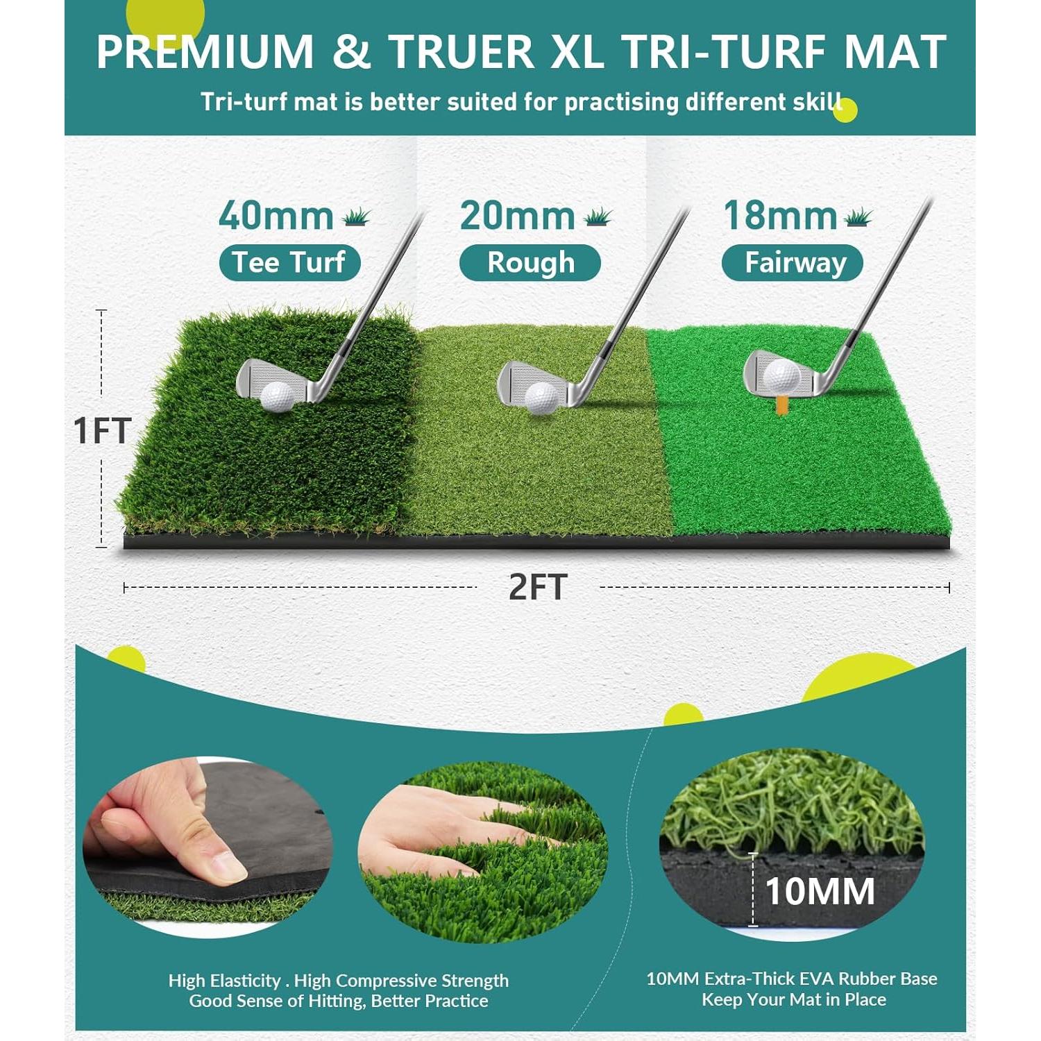 Red de Práctica de Golf KOPUWS 10x2.13m con Alfombrilla 3 en 1