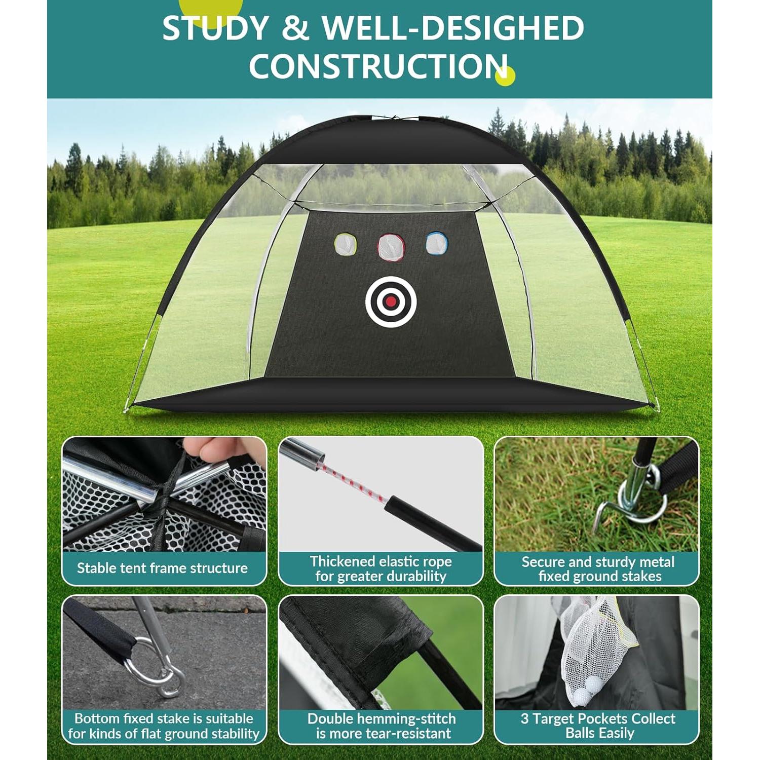 Red de Práctica de Golf KOPUWS 10x2.13m con Alfombrilla 3 en 1