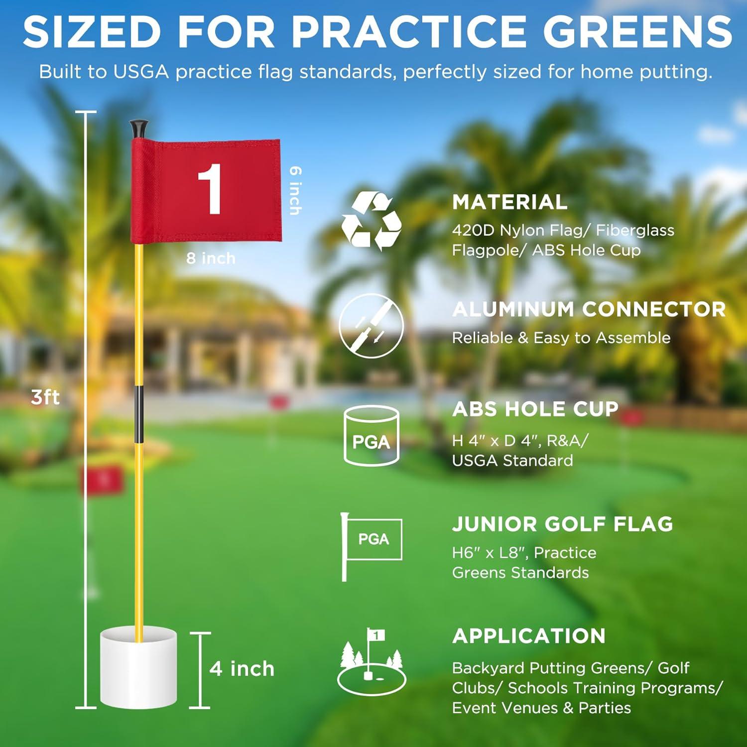 Bandera de Golf KINGTOP Mini 3 Pies Doble Cara con Taza