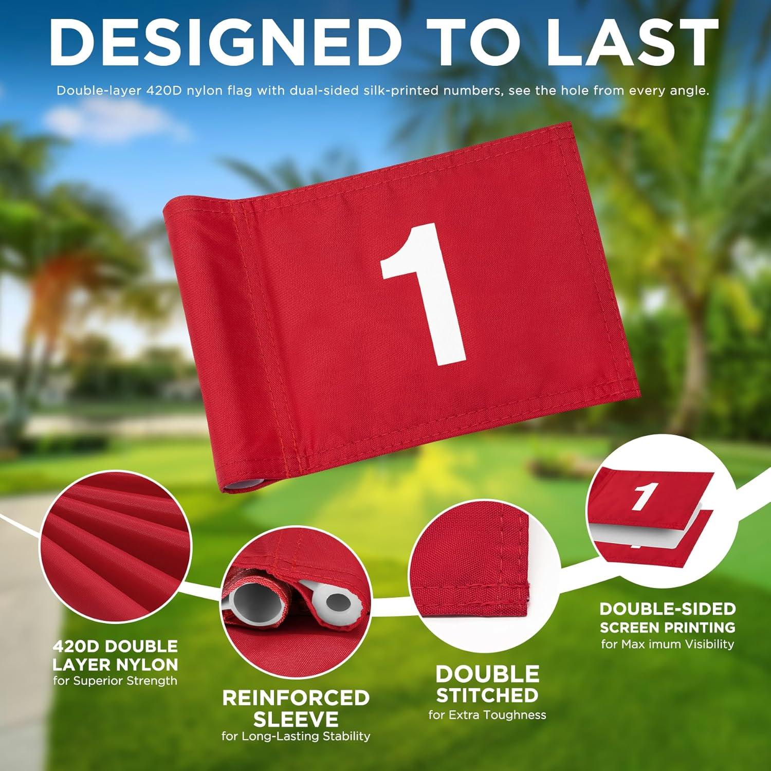 Bandera de Golf KINGTOP Mini 3 Pies Doble Cara con Taza