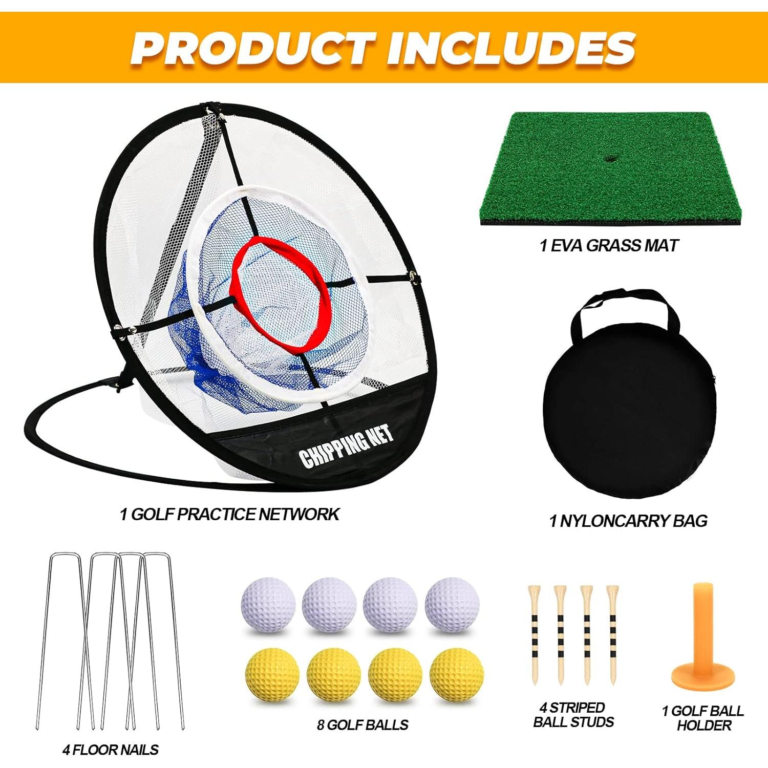 Red de Golf Pop Up Bac-kitchen con Alfombrilla y 8 Pelotas