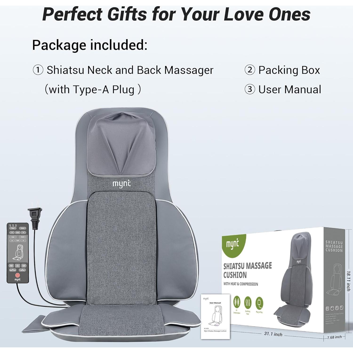 Masajeador Shiatsu 3D Mynt para Espalda y Cuello con Calor