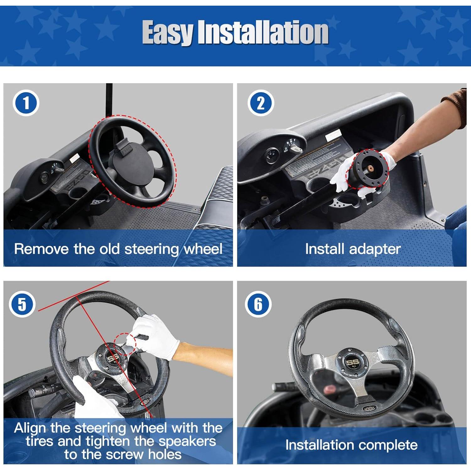 Volante Universal NOKINS 12.5" para Carro de Golf Fibra Carbono