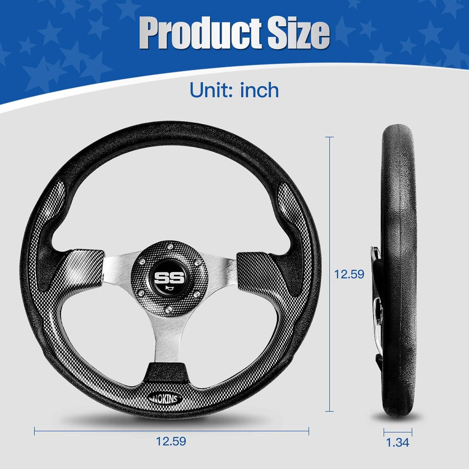 Volante Universal NOKINS 12.5" para Carro de Golf Fibra Carbono