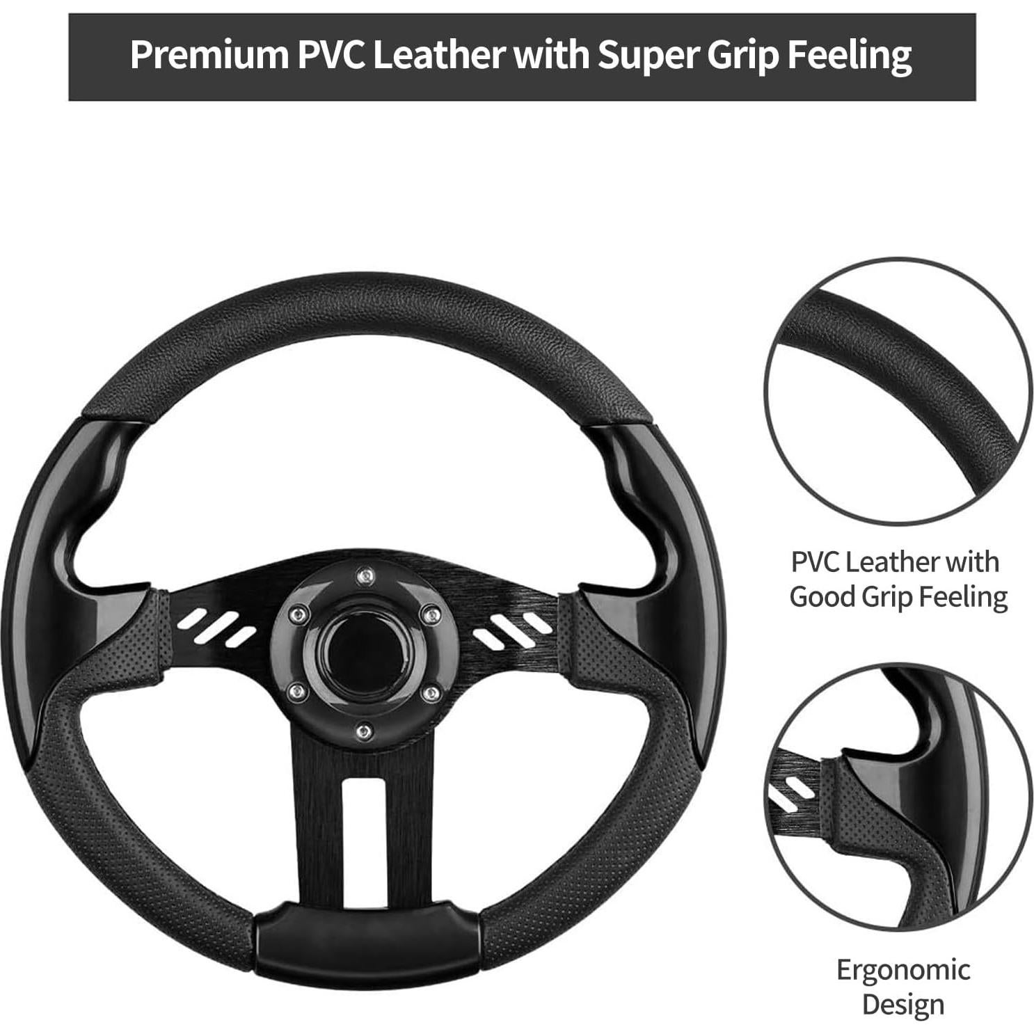 Volante de Carrito de Golf LEAPGOMAX 31.75 cm Negro Ergonómico