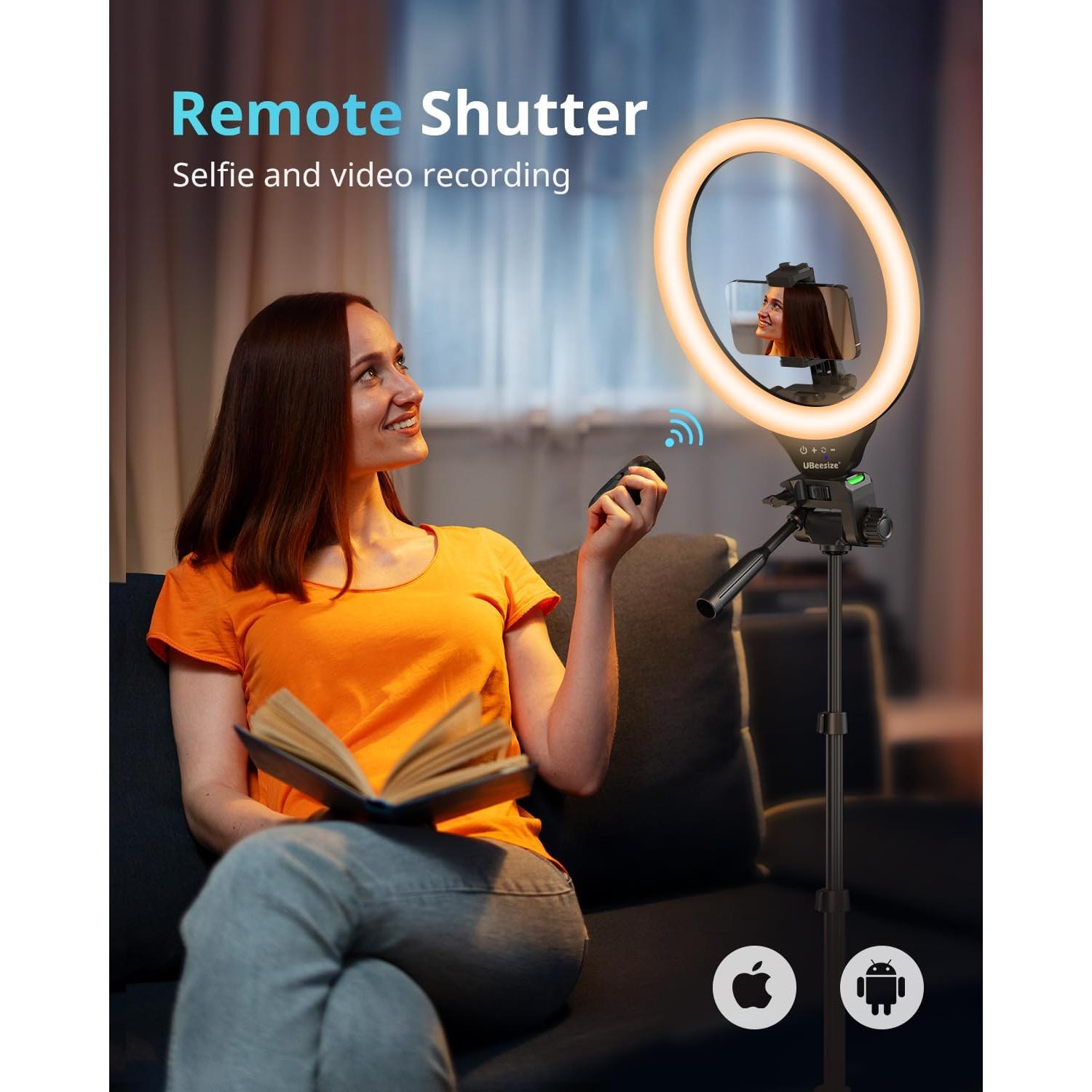 UBeesize Luz de Anillo RGB 30 cm con Trípode 157 cm