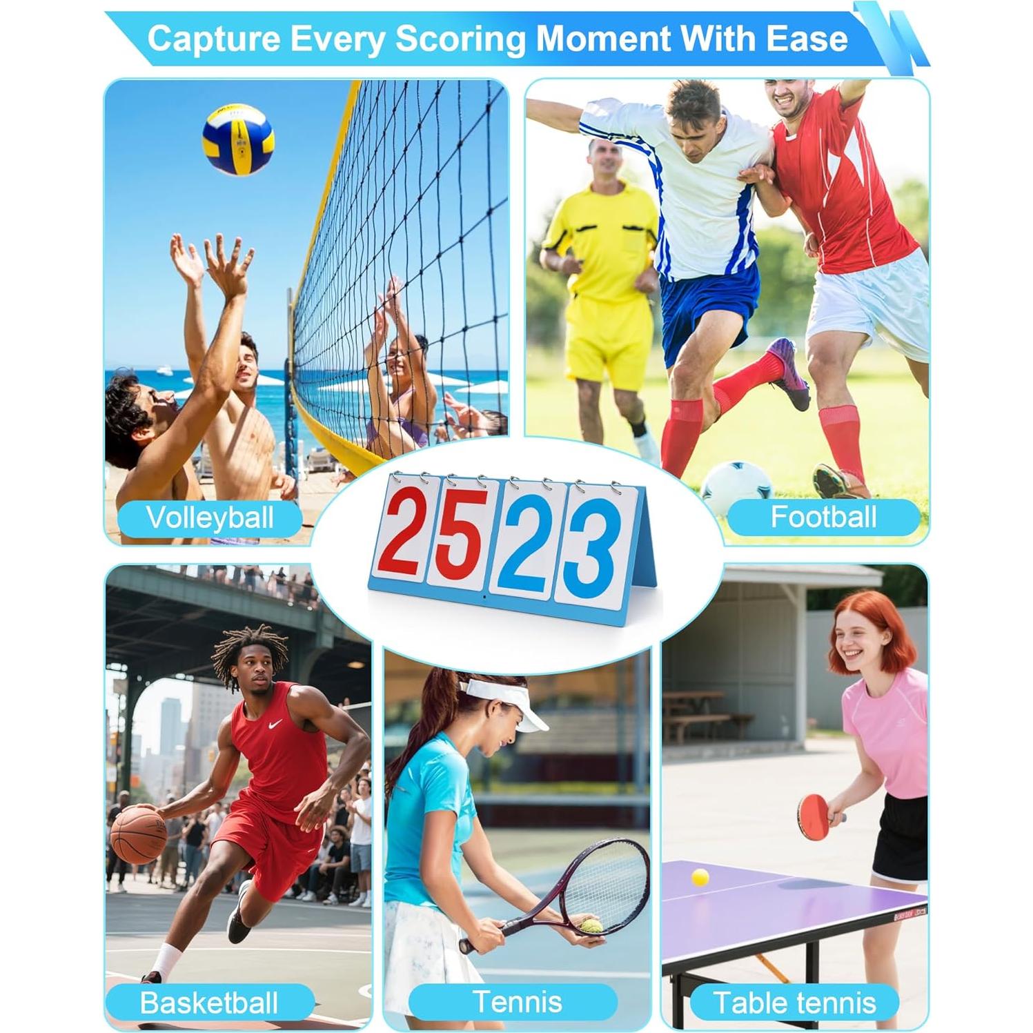 Tablero de Puntuación Manual TTeebmi Rojo y Azul 36.1x16.3 cm