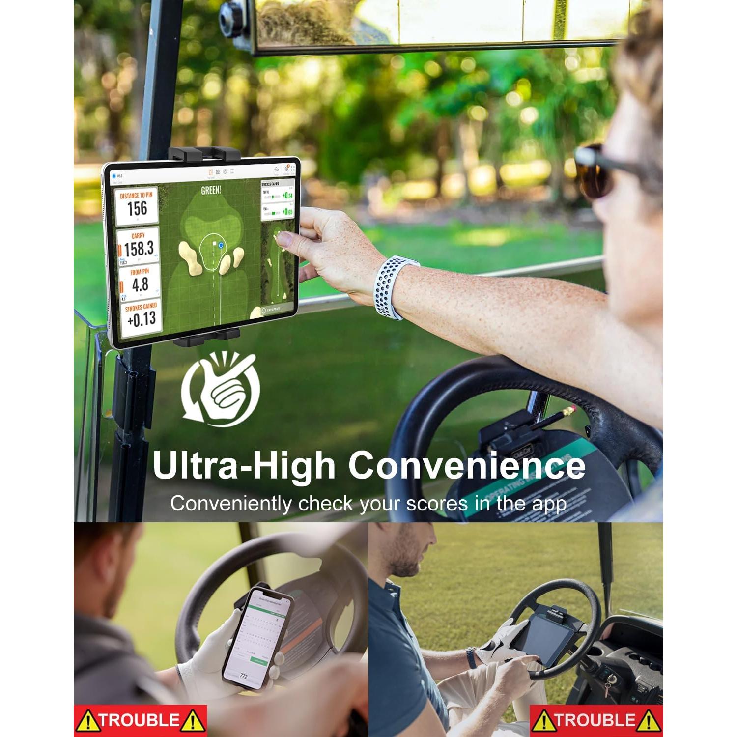 Soporte para Tableta de Carro de Golf GDZN, Ajustable 360°