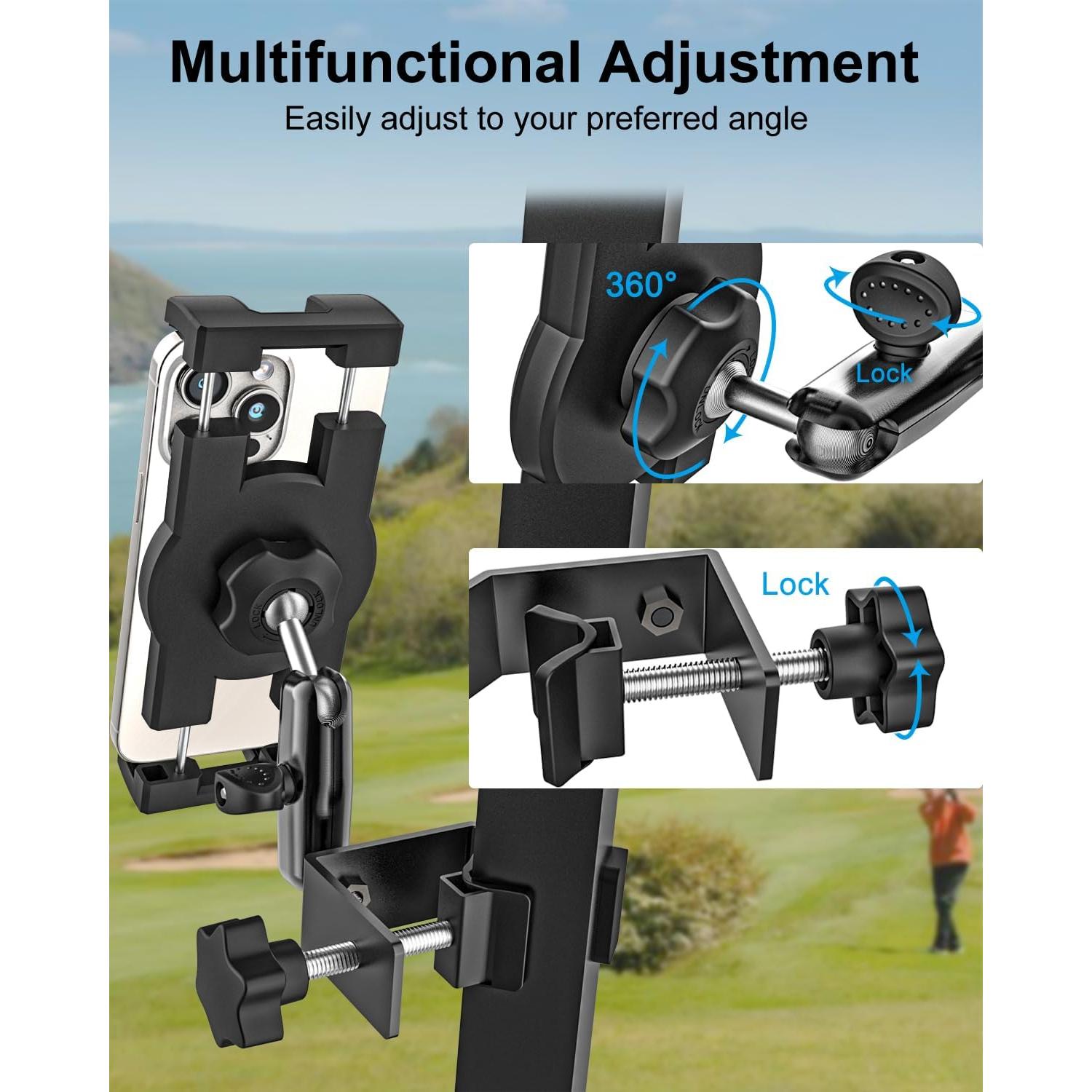 Soporte para Tableta de Carro de Golf GDZN, Ajustable 360°