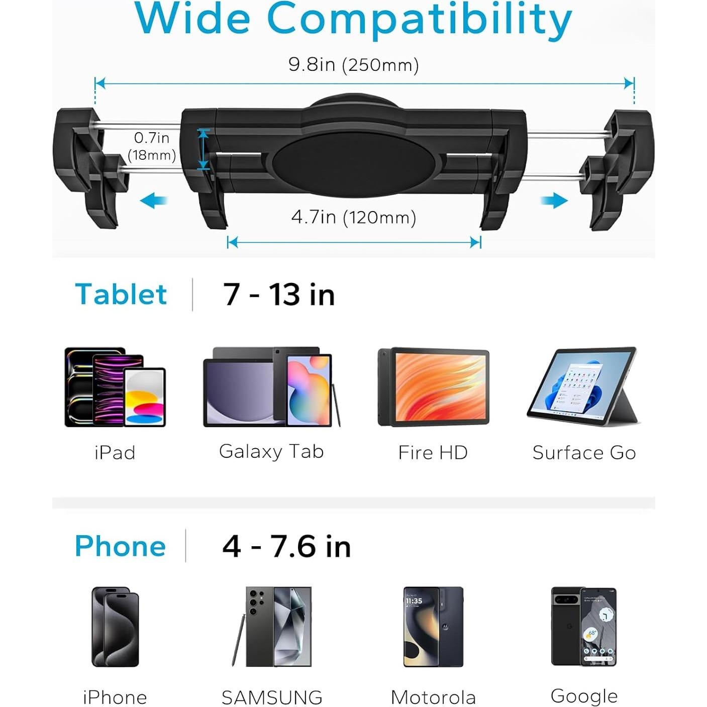 Soporte para Tableta de Carro de Golf GDZN, Ajustable 360°