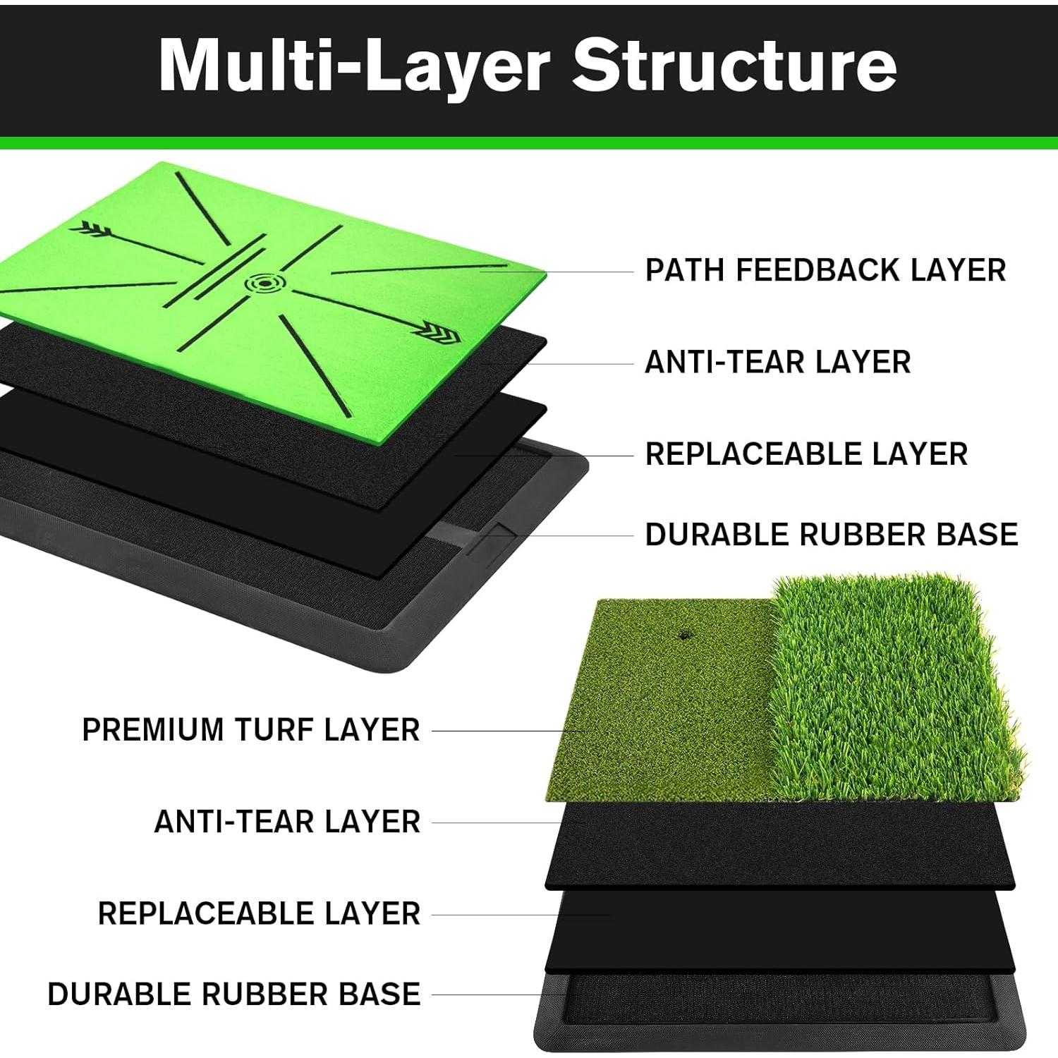 Alfombra de Golf MANPICTE Doble Césped 42x32cm para Entrenamiento