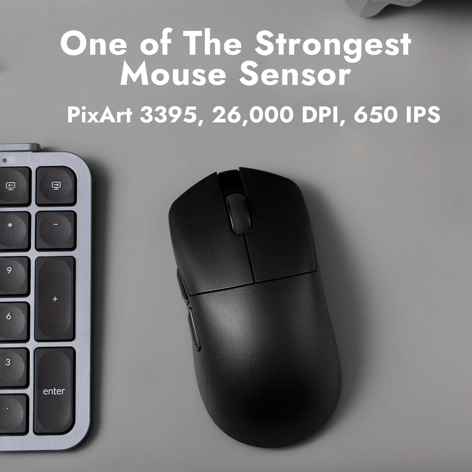 Ratón Inalámbrico LEMOKEY G1 Óptico 55g 8000 Hz Negro