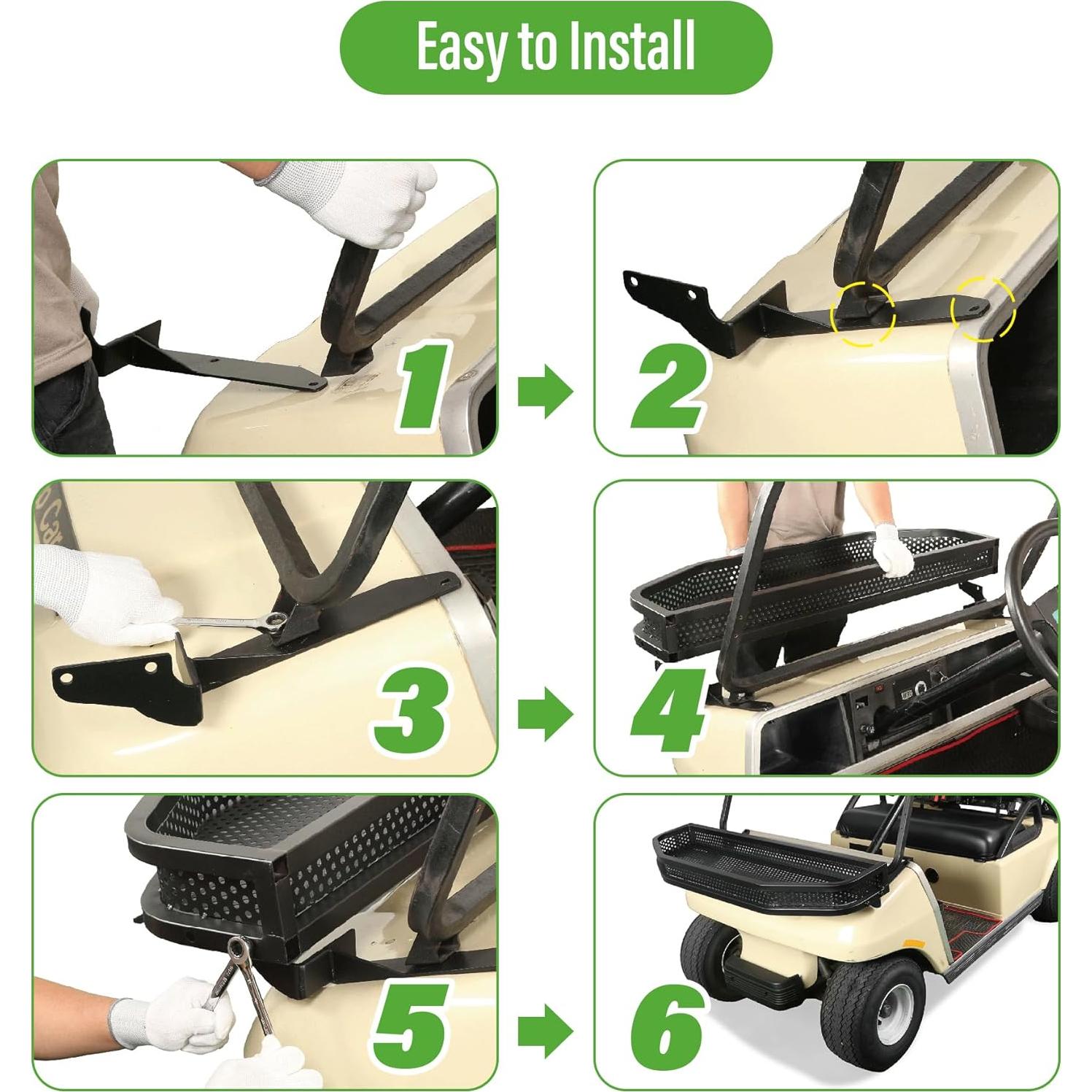 Canasta de Carga Delantera 10L0L para Club Car DS - Acero Negro