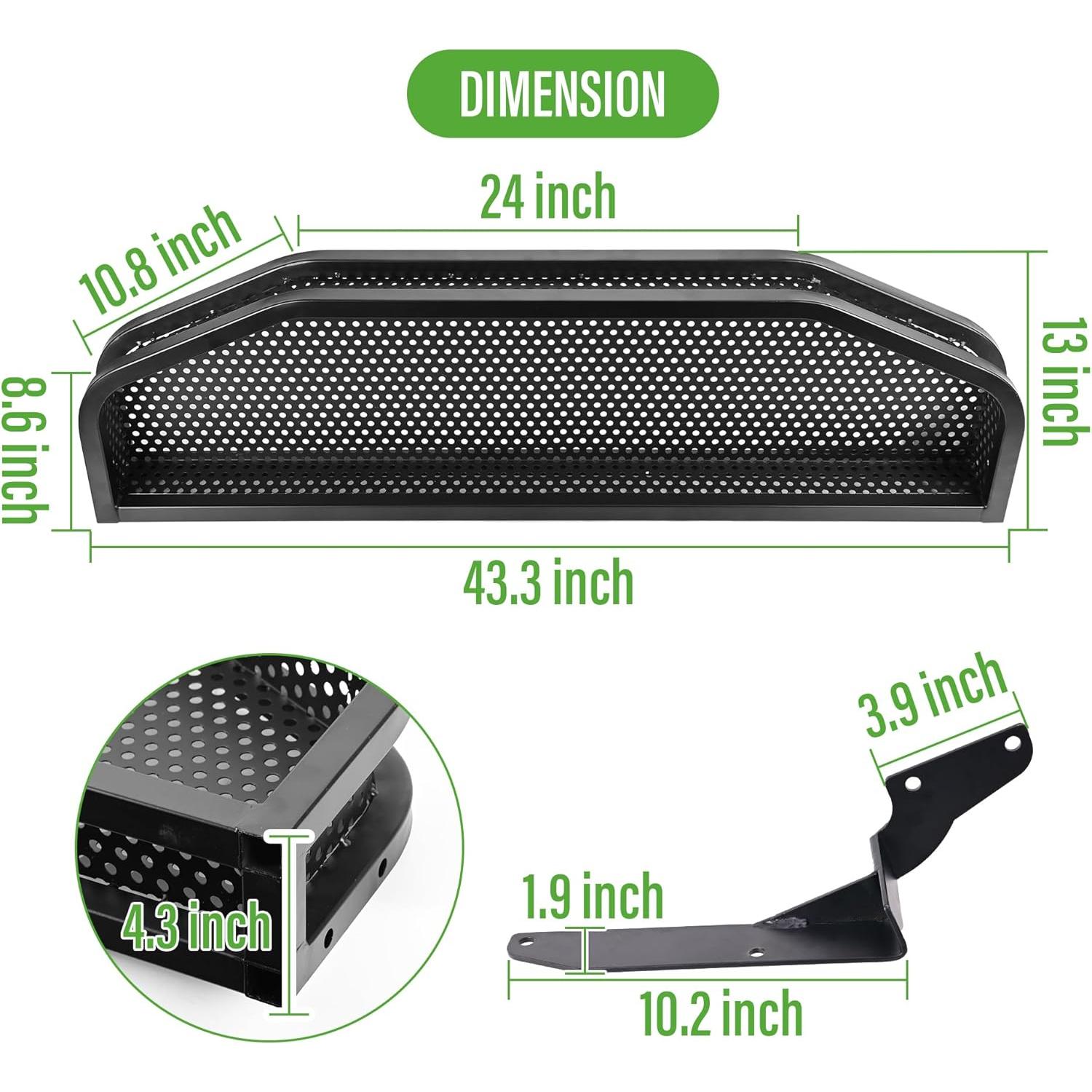 Canasta de Carga Delantera 10L0L para Club Car DS - Acero Negro