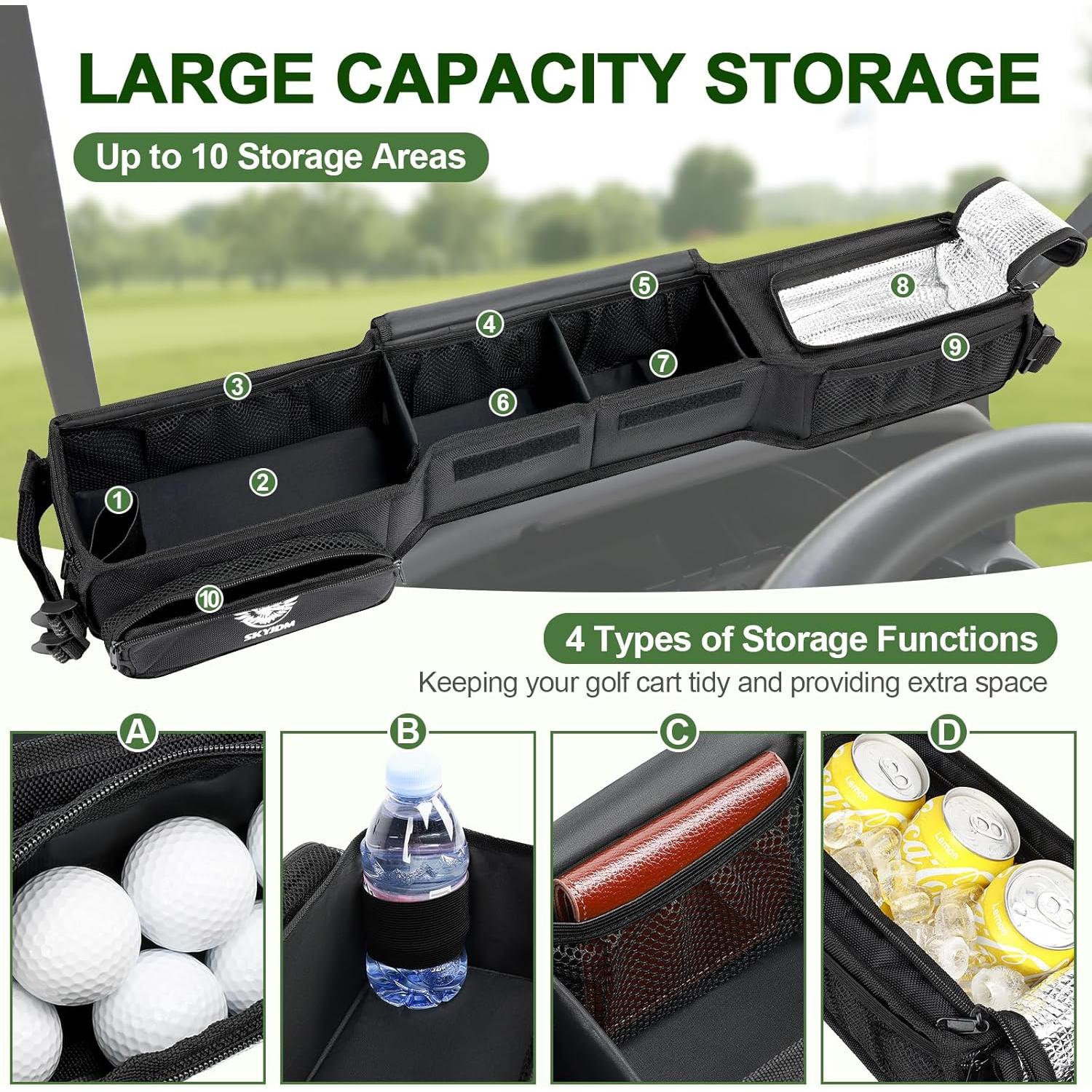 Cesta de Almacenamiento Frontal Plegable SKYJDM para Carro de Golf