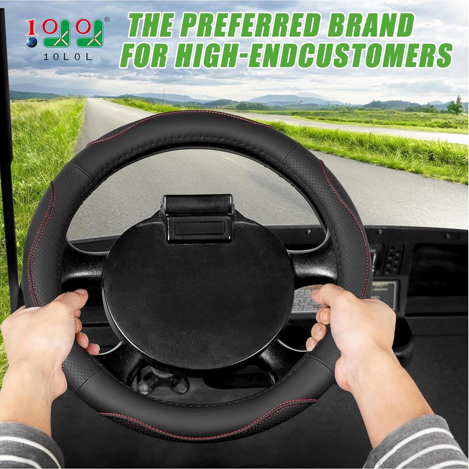 Cubierta de Volante 10L0L para Carro de Golf 13" Negro y Rojo