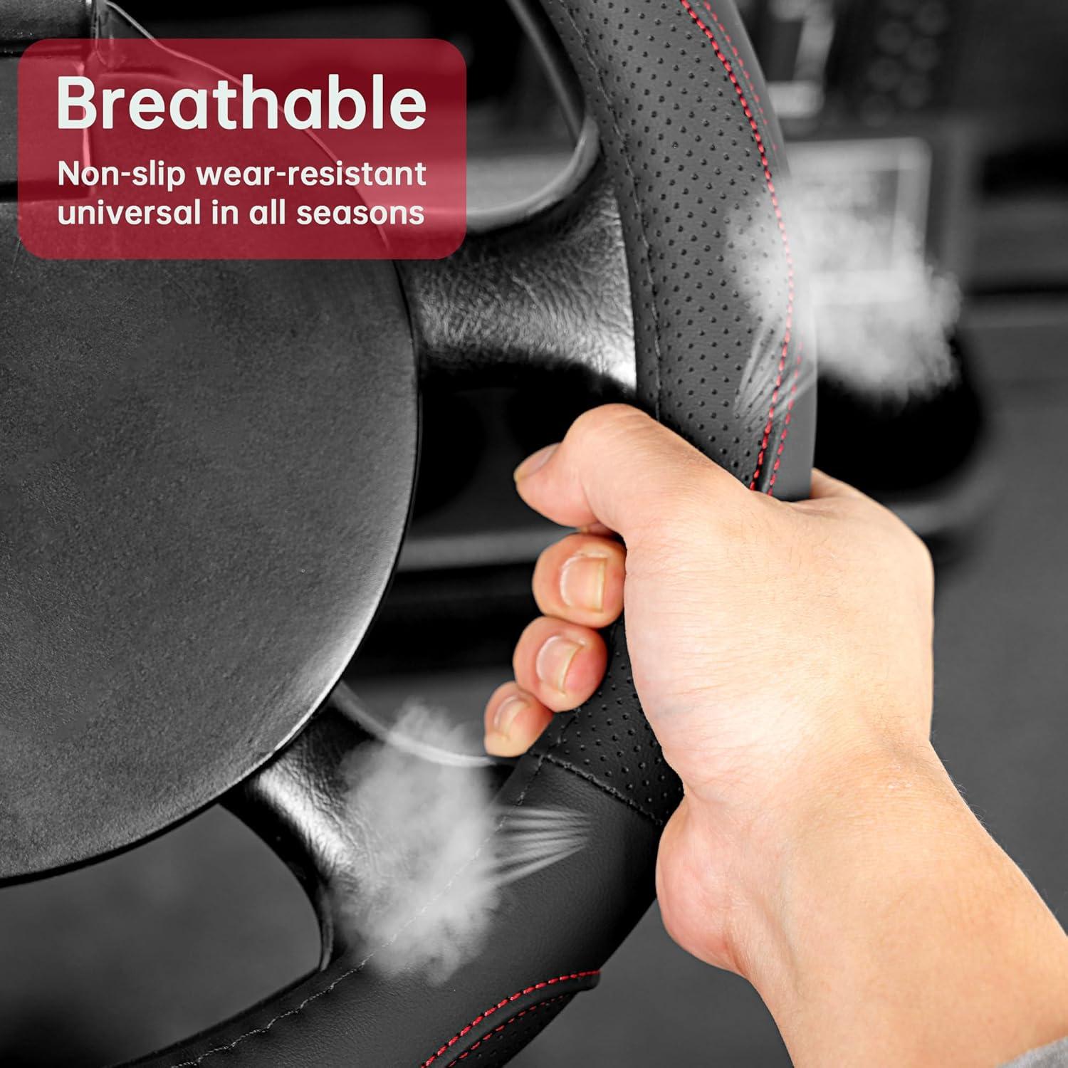 Cubierta de Volante 10L0L para Carro de Golf 13" Negro y Rojo