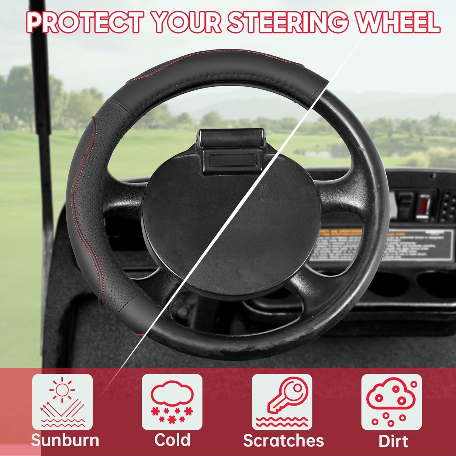 Cubierta de Volante 10L0L para Carro de Golf 13" Negro y Rojo