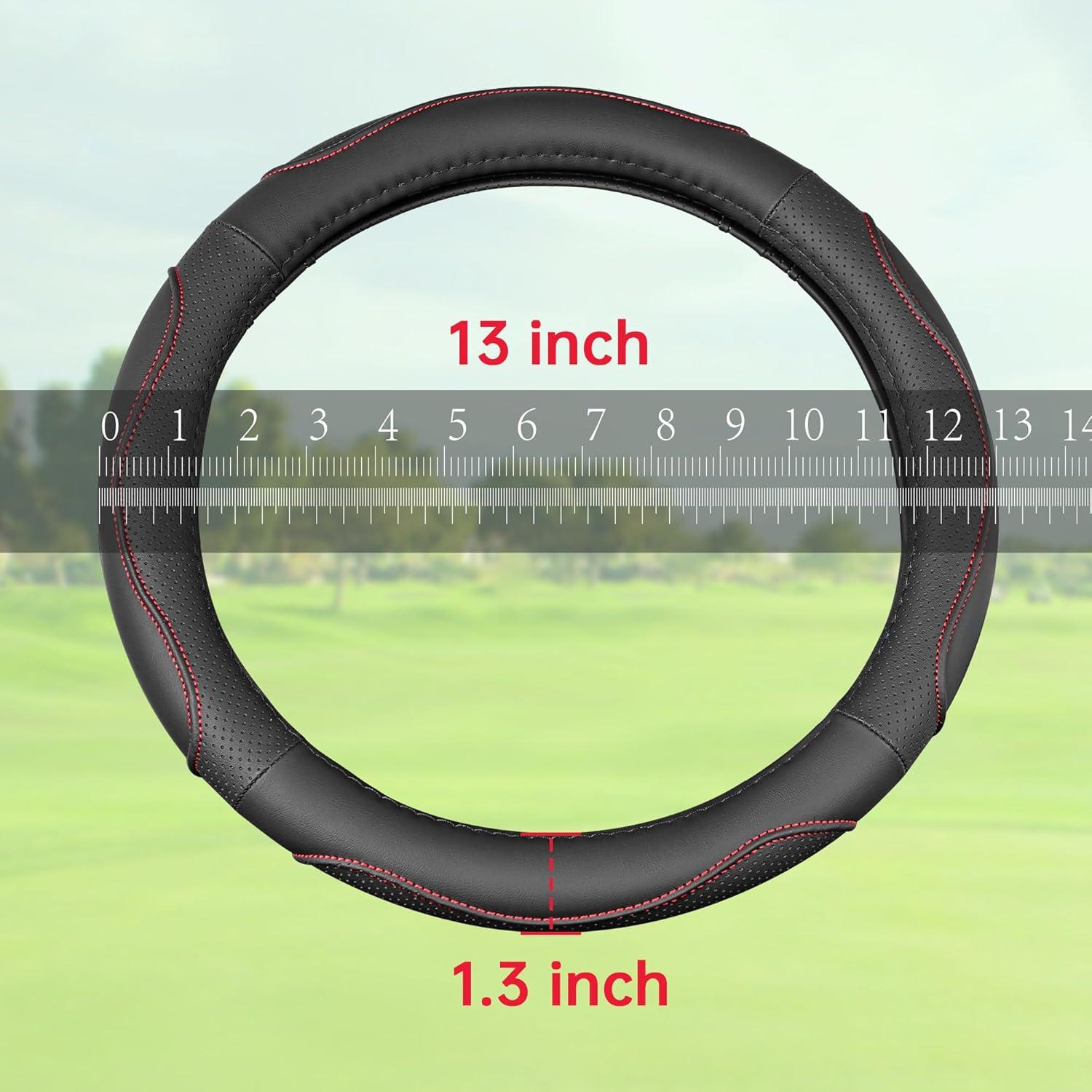 Cubierta de Volante 10L0L para Carro de Golf 13" Negro y Rojo