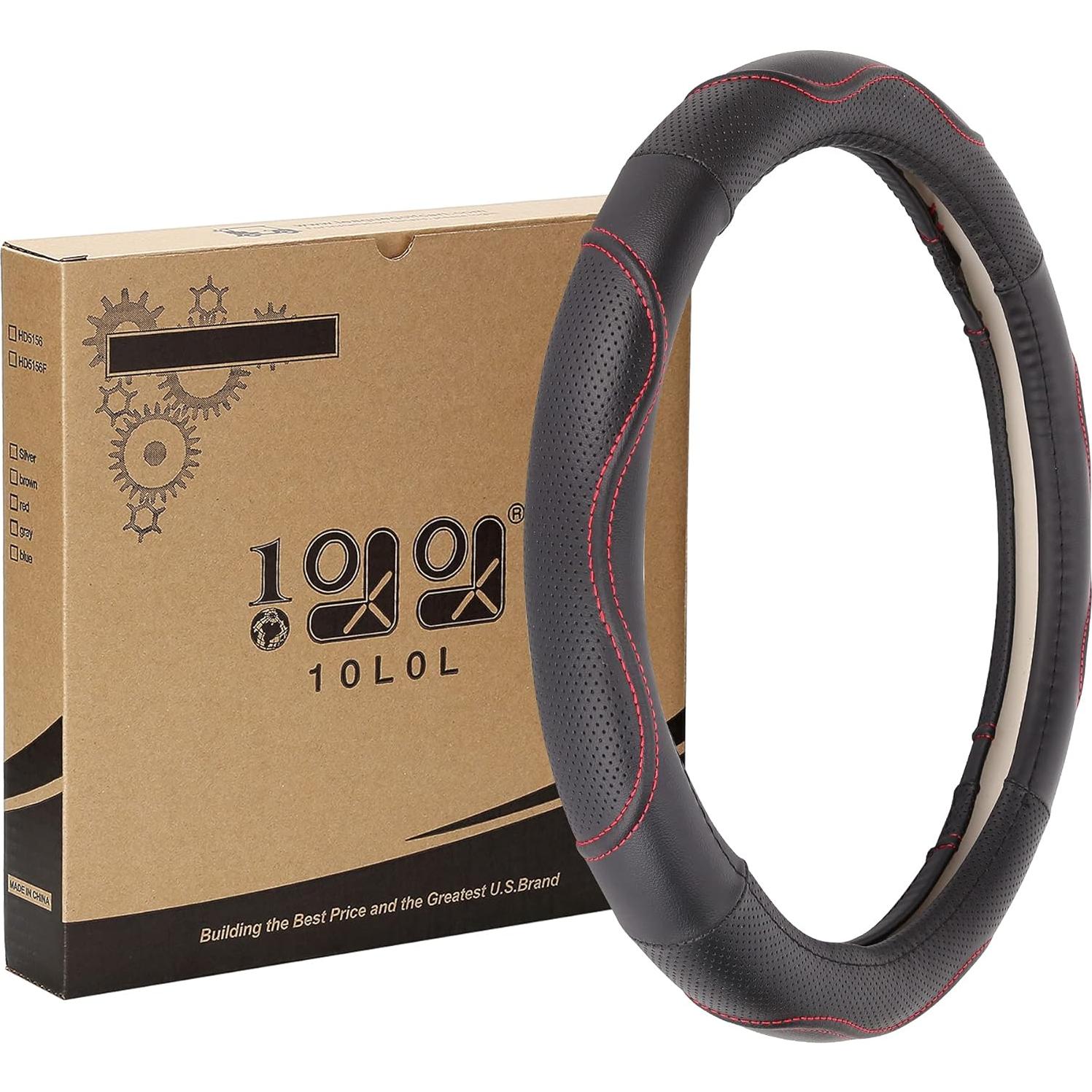 Cubierta de Volante 10L0L para Carro de Golf 13" Negro y Rojo