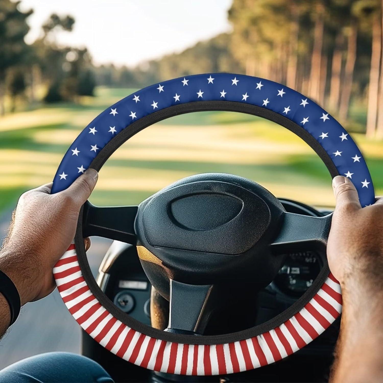 Cubierta de Volante Darisoco 14" Antideslizante Bandera Americana