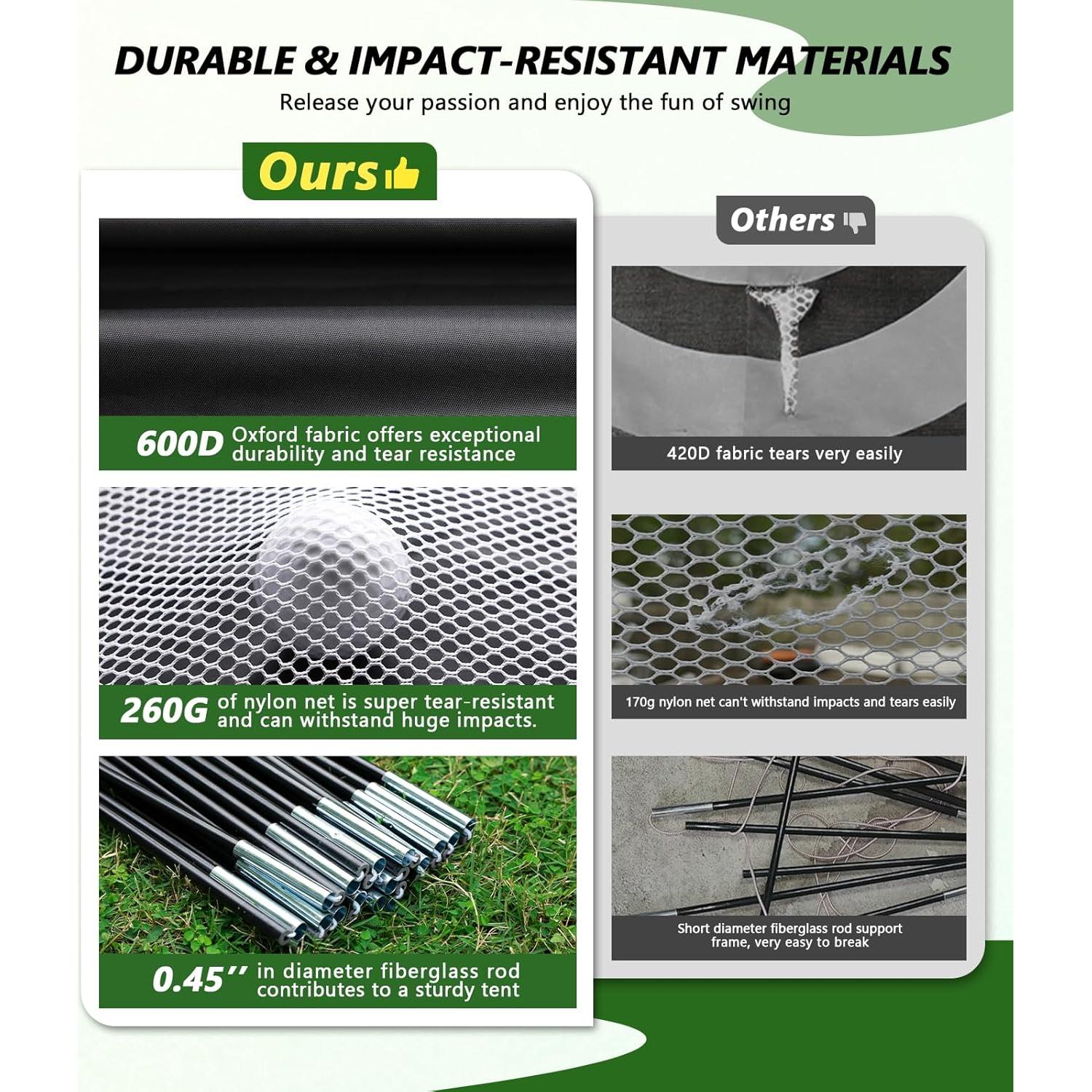 Red de Golf Ywitio 10x7 pies con Alfombrilla y Accesorios