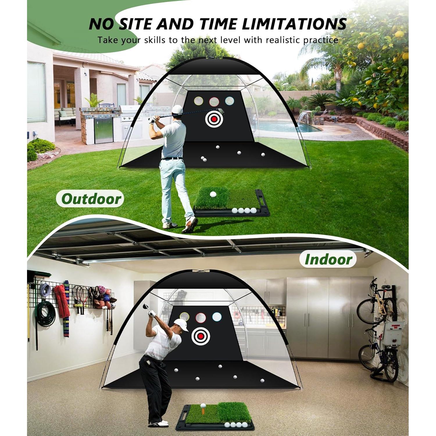 Red de Golf Ywitio 10x7 pies con Alfombrilla y Accesorios