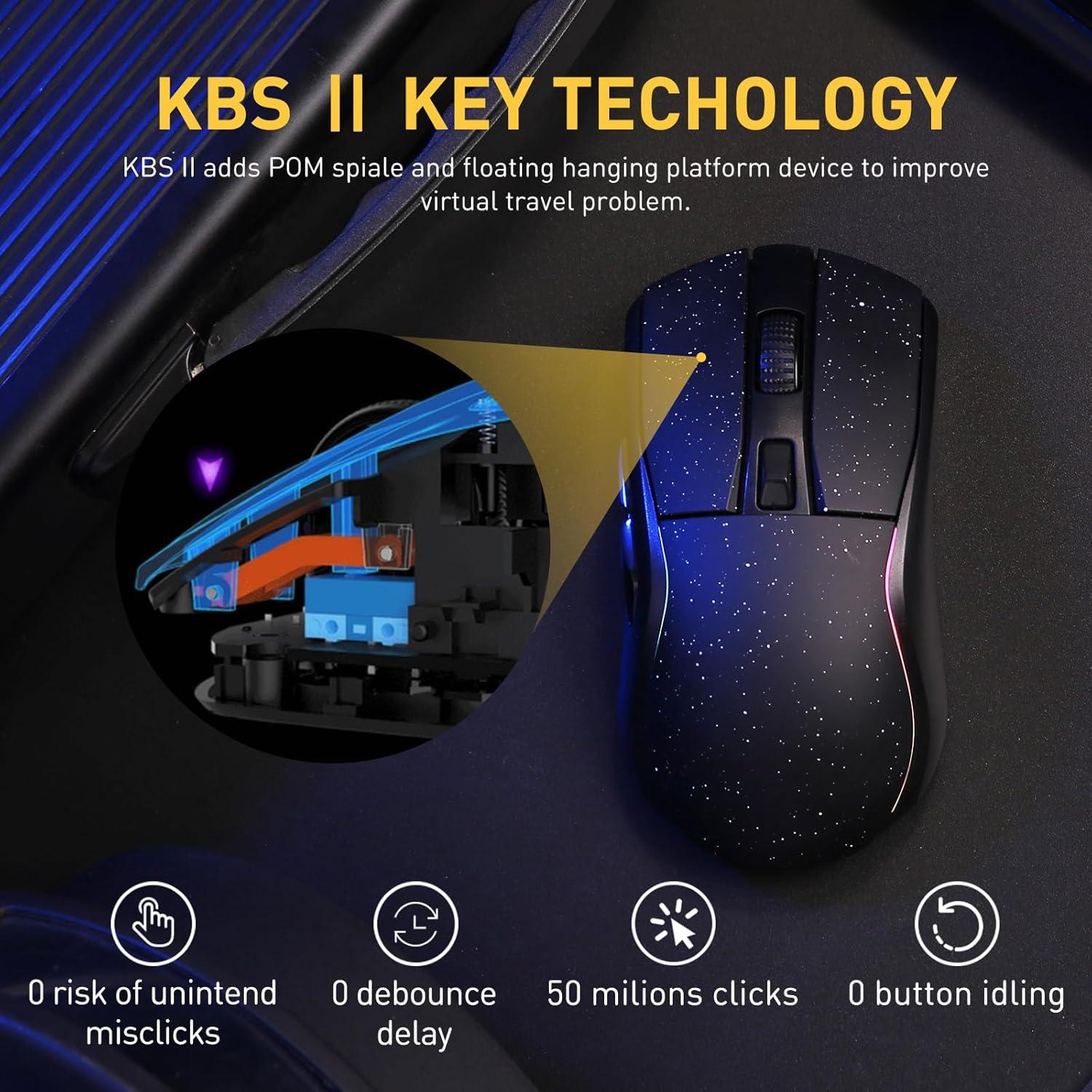 Ratón Gaming Inalámbrico DAREU A950 RGB 88g 12K DPI