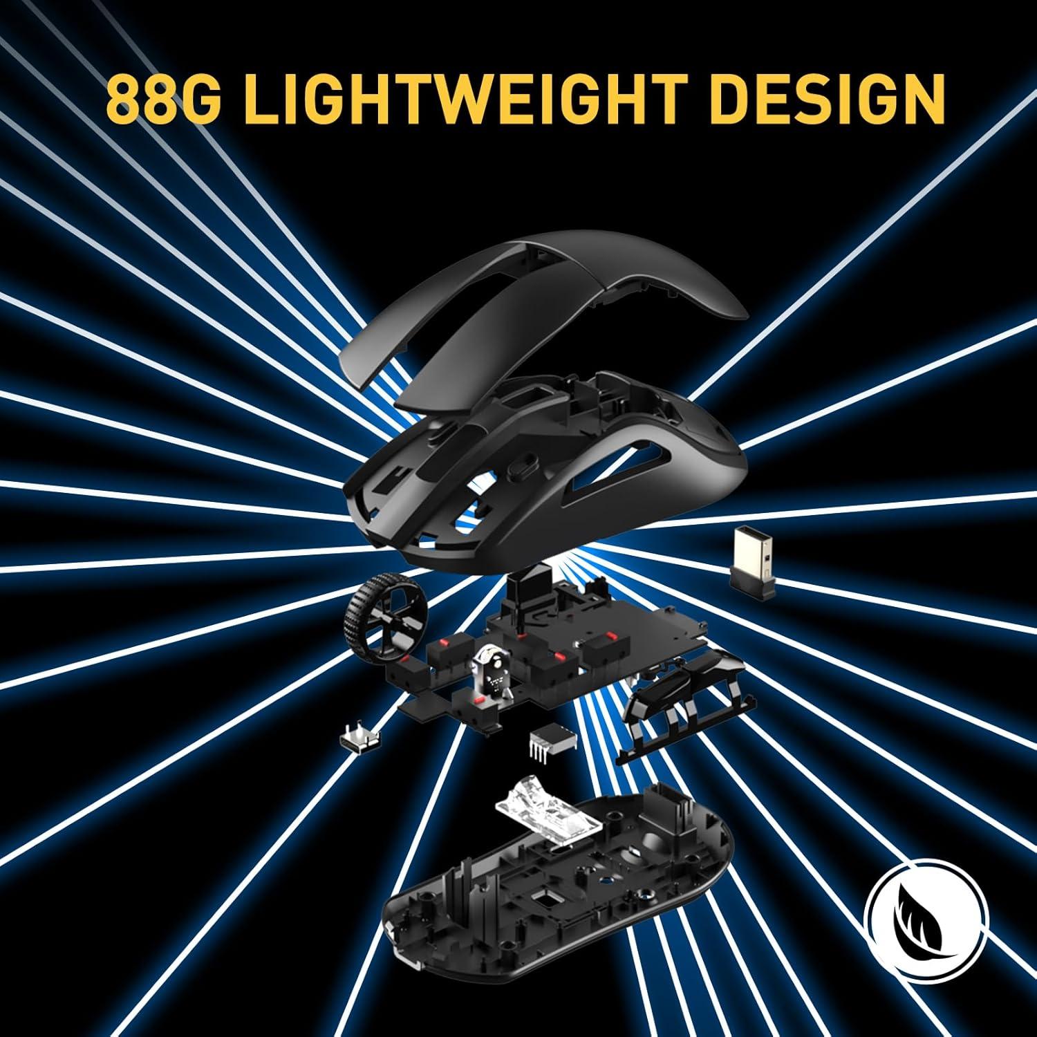 Ratón Gaming Inalámbrico DAREU A950 RGB 88g 12K DPI